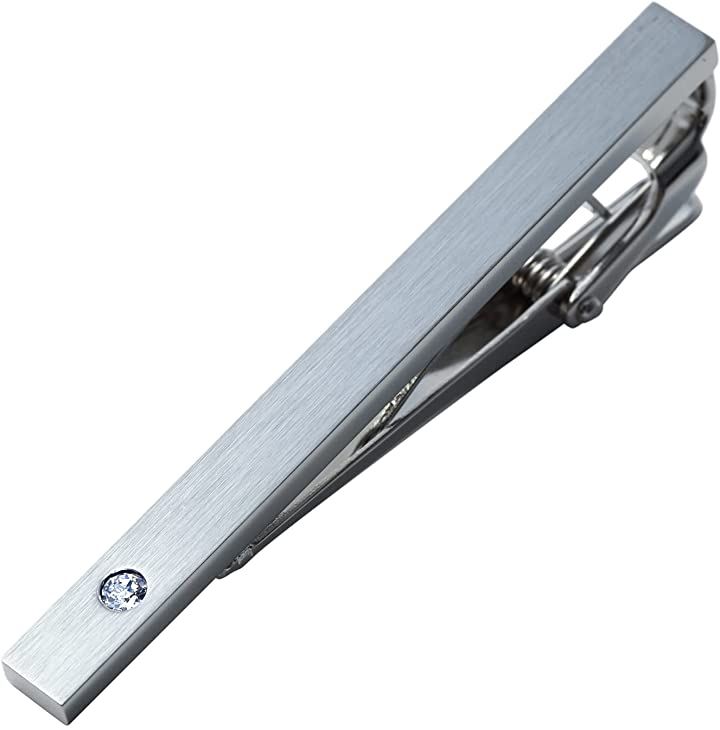 ネクタイピン スワロフスキー 誕生石 タイバー メンズ 日本製 12color( クリスタル)