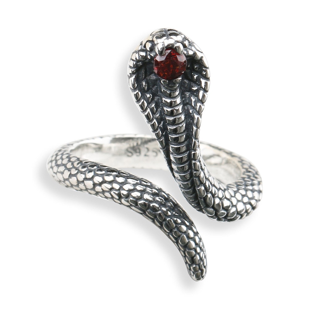 925 レッドCZスネークリング [rs126]