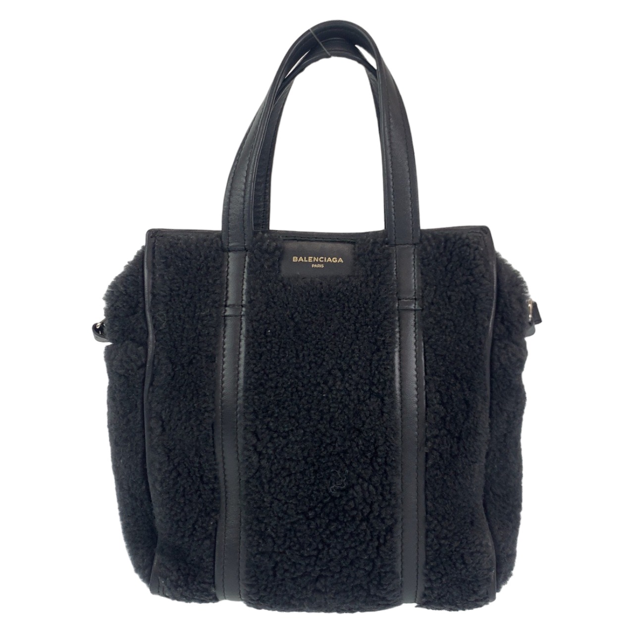 美品 バザールショッパー ブラック シルバー金具 レザー/ムートン 452458 2way トートバッグ ハンドバッグ ショルダーバッグ 男女兼用 レディース 402951