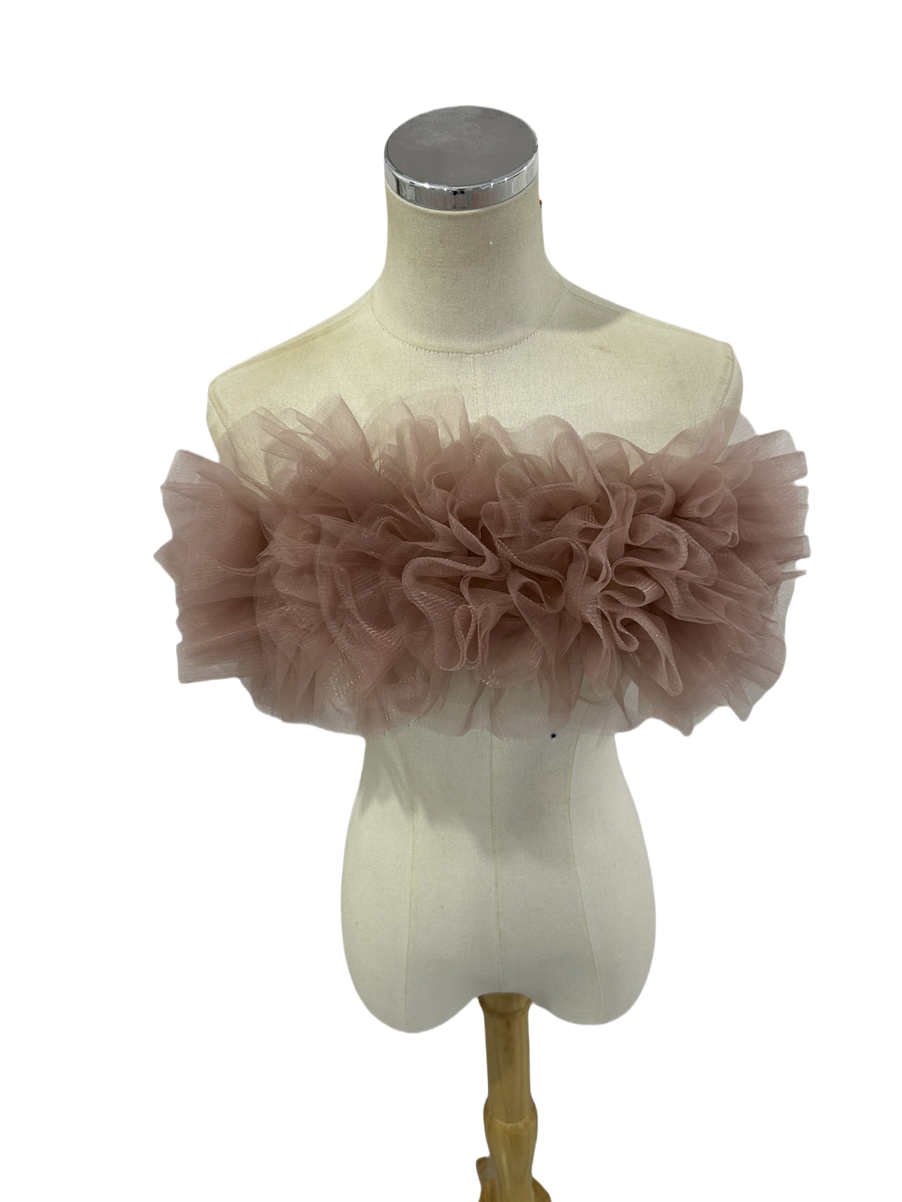 取り外しオフショルダー ソフトチュール ローズピンク 編み上げ 花嫁