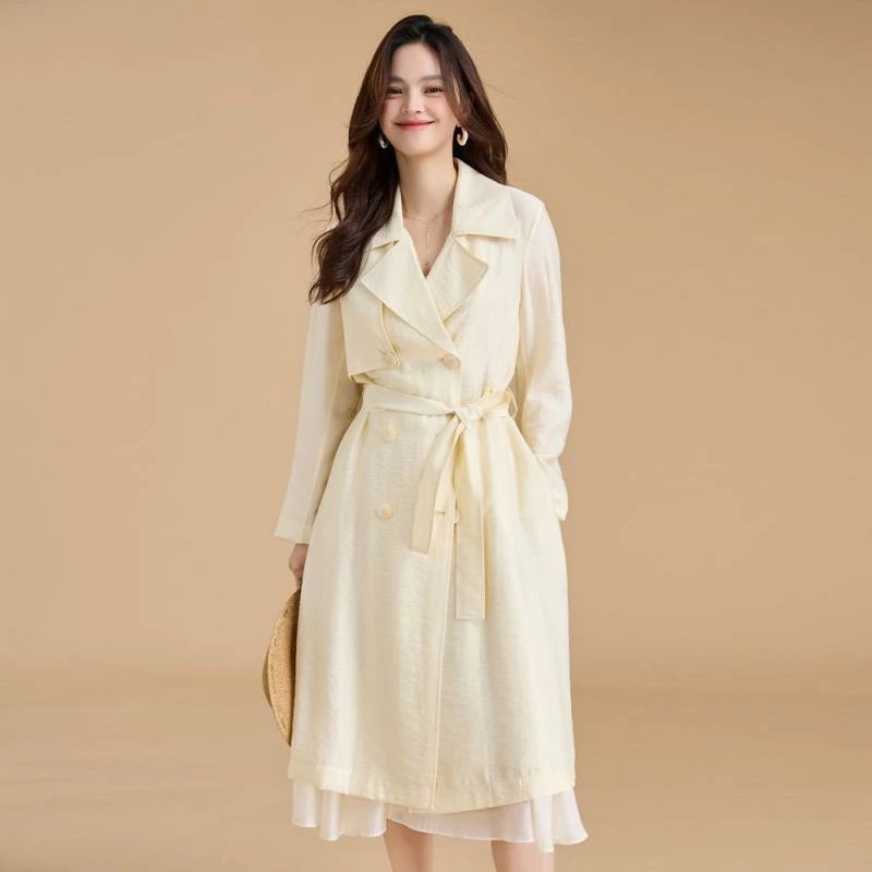 レディース ファッション おしゃれ トレンチコート レディース 春夏 柔らかい 日焼け防止 カジュアル 通勤 おしゃれ ミドル丈 軽量 テンセル コットン ロング アウター