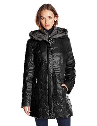 Kensie Womens Packable Down Coat with Hood, Black, Small Kensie Womens Packable Down Coat with Hood, Black, Small