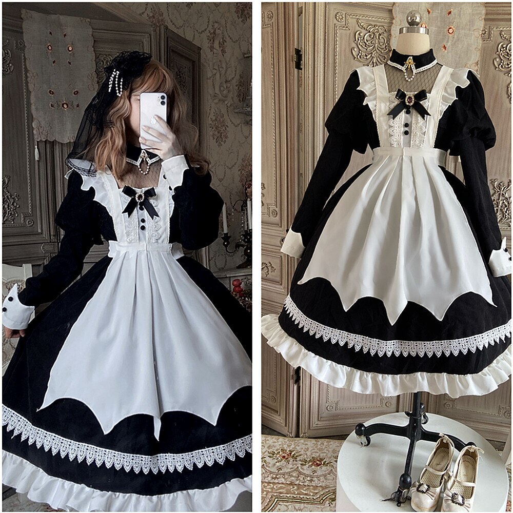 ハロウィンコスチューム ワンピース パフスリーブ 宮廷 吸血鬼 長袖 ロリータ メイド服 3点ドレス コスプレ メイド服 スーツ ハロウィン 2023年新作入荷コスプレ