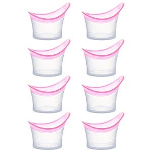 アイカップ 8個セット 洗眼カップ アイカップ 目盛り付き 10ml 洗眼液容器 目洗うカップ クリーニングカップ シリコーン製 透明 再利用可能 (ピンク)