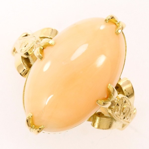 K18 18金 YG リング 指輪 12号 サンゴ カード鑑別書 ジュエリー 中古