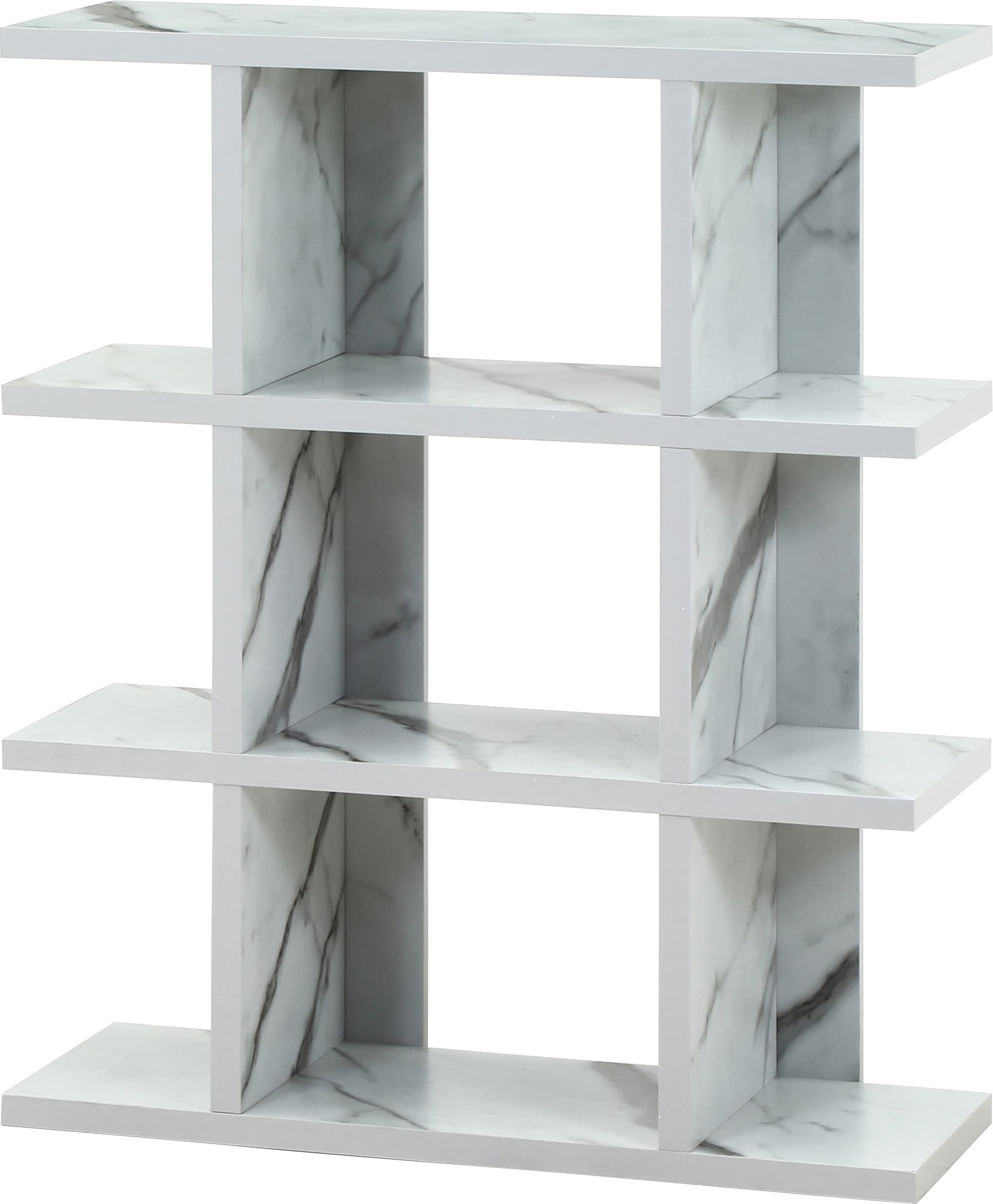 不二貿易 オープンラック シェルフ 4段 幅90×奥行31×高さ108.5cm 大理石調 収納棚 ディスプレイラック 組立商品 FUGA 59273