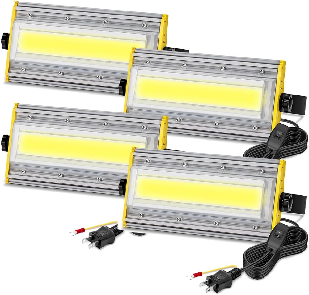 shineshare LED投光器 屋外 50W 作業灯 850 W相当 8000LM コンセント式 超薄型 防犯灯 玄関ライト 昼白色 80V-150V適用 IP67防水 角度調整ノブ 高輝度 3M