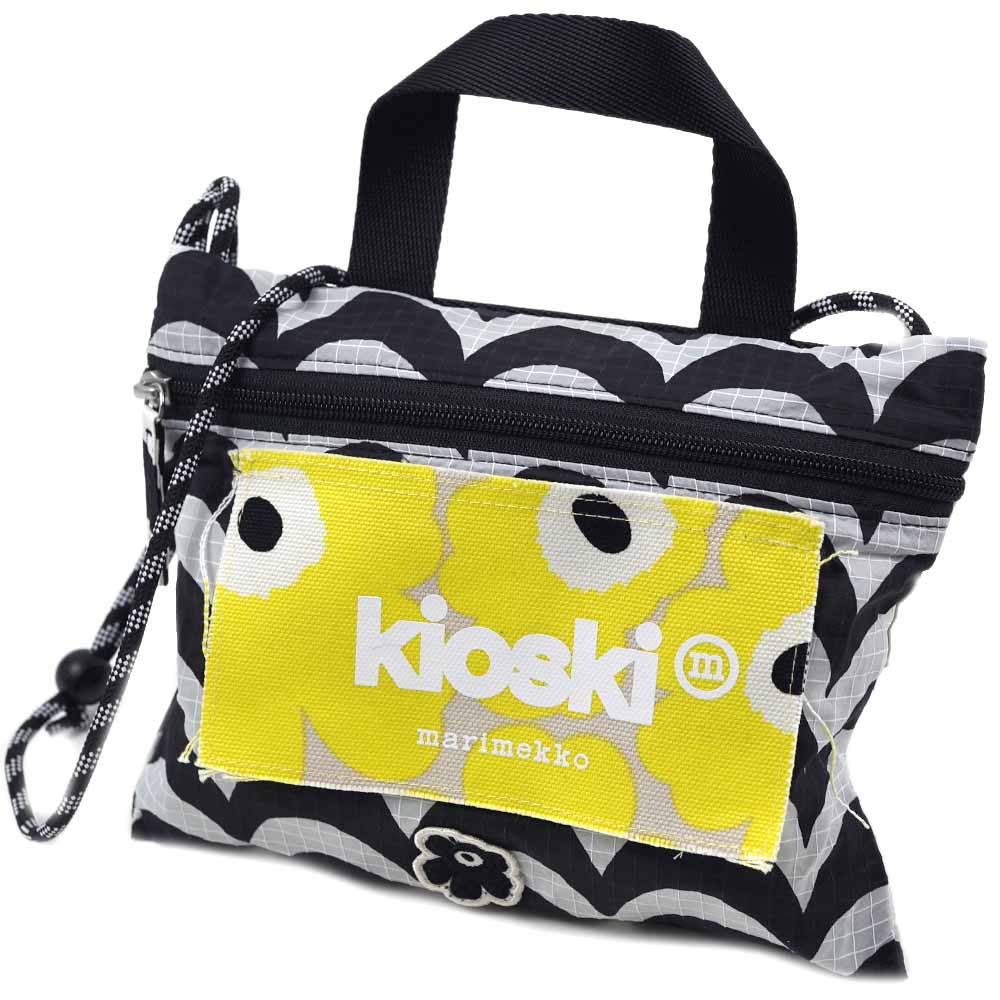 マリメッコ ショルダーバッグ トートバッグ 斜め掛け 花柄 ウニッコ イエロー×ブラック marimekko Funny Cross Pocket Laine 091667 821