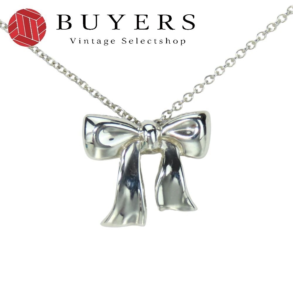 中古 ネックレス シルバー925 約2.4g シルバー リボン かわいい アクセサリー レディース 女性