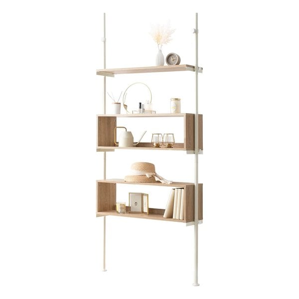 突っ張りラック 約 幅90×奥行24×高さ187～264cm 壁面収納ラック KTR-3134WH