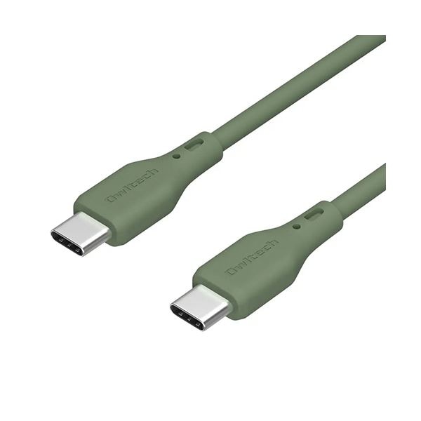 （まとめ） オウルテック Cto C シリコンケーブル PD対応 オリーブグリーン 1m OWL-CBSCC10-OG 1本 [x3セット]