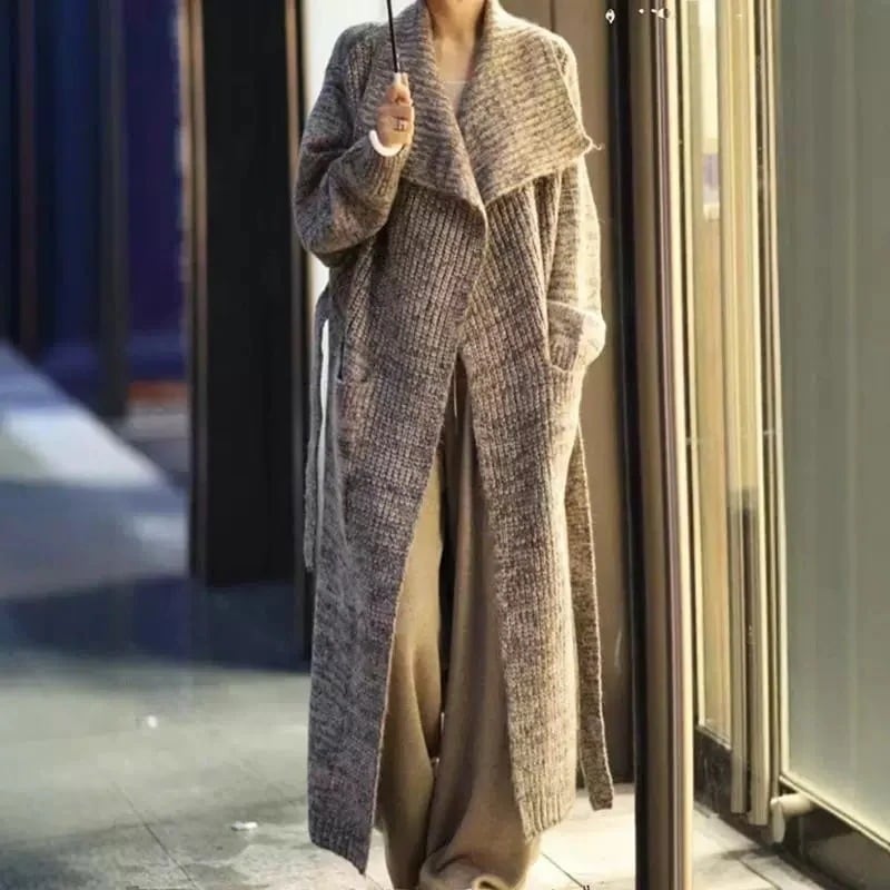 欧米風 ロング カーディガン レディース 秋冬 厚手 モチモチ ビッグ セーター コート レディース アウター モヘア ニット ノルディック ニット モヘアニット