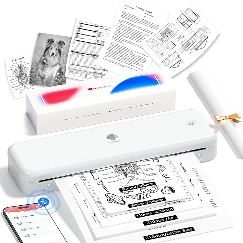 Phomemo M834 モバイルプリンター ポータブルプリンター サーマルプリンター 業務用プリンター ワイヤレス Bluetooth接続 A4サイズ スマホ対応 PC対応 ビジネス/家庭/学校/旅 16,314円