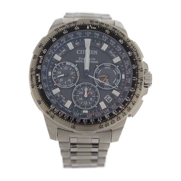 超美品 CITIZEN シチズン プロマスター 腕時計 CC9020-54E チタン シルバー 黒文字盤 クロノ GPS衛星電波ソーラー【本物保証】【中古】