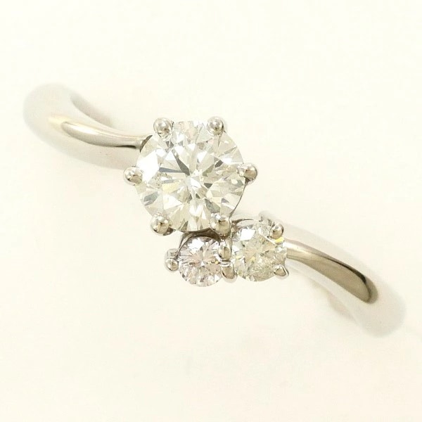 PT950 リング 指輪 8号 ダイヤ 0.338 0.05 0.03 鑑定書 ジュエリー 中古