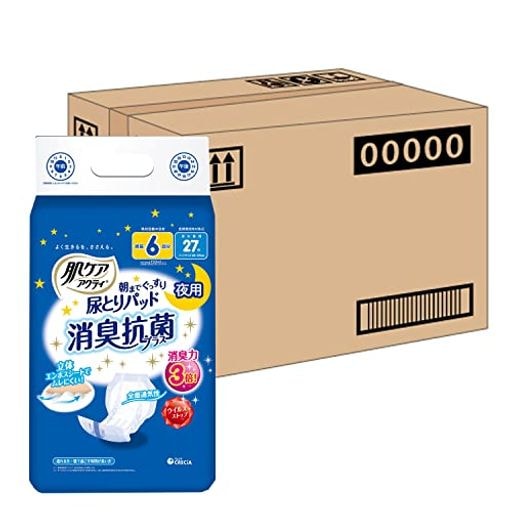 【ケース販売】 肌ケア アクティ 大人用おむつ テープタイプ用 尿とりパッド 6回分吸収 27枚 ×6パック入り