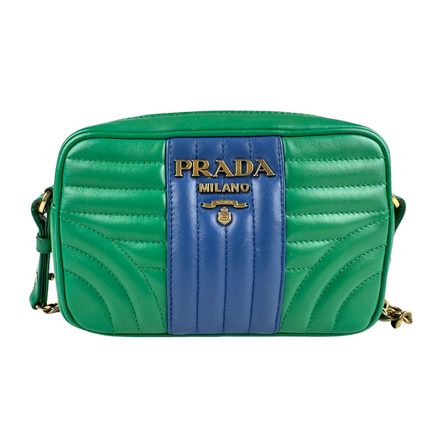 プラダ PRADA ショルダーバッグ レザー グリーン×ブルー レディース z3874