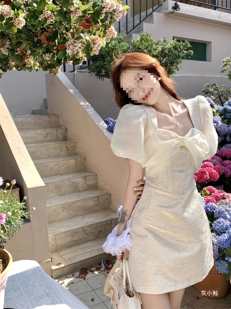 【1つ買うと10つ無料】夏の女性アプリコットカラーシックな弓のプリンセススカートマーメイドジートドレスと薄いドレス