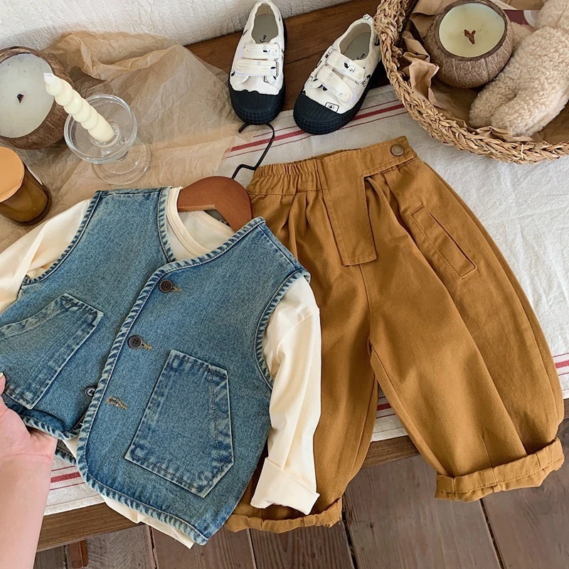 子供服秋の服 子供用韓国版カウボーイベスト 男の子秋のコート 女の子の上着