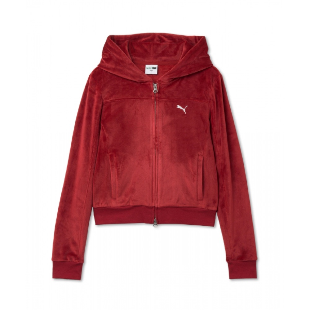 PUMA レディースピアスウィンターパーカージップアップ-レッド/ 940931-02
