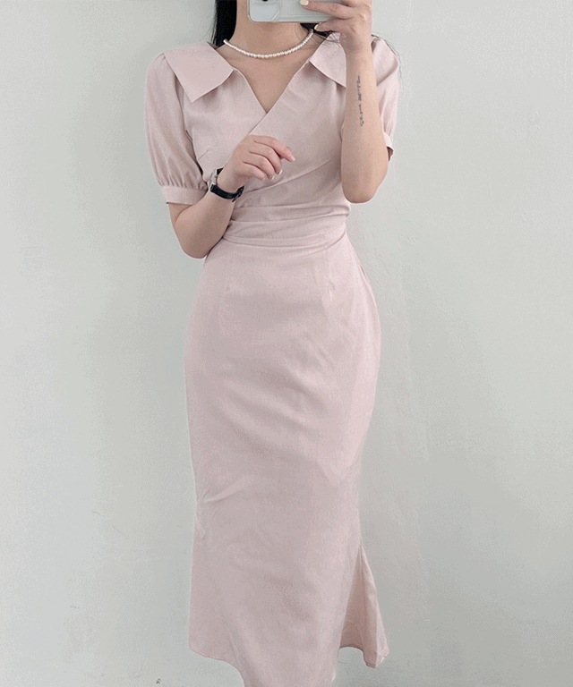 (フィット保障) 夏 結婚式 カラー 半袖 結婚式 デート オフ シワ マーメイド ライン ロング ワンピース