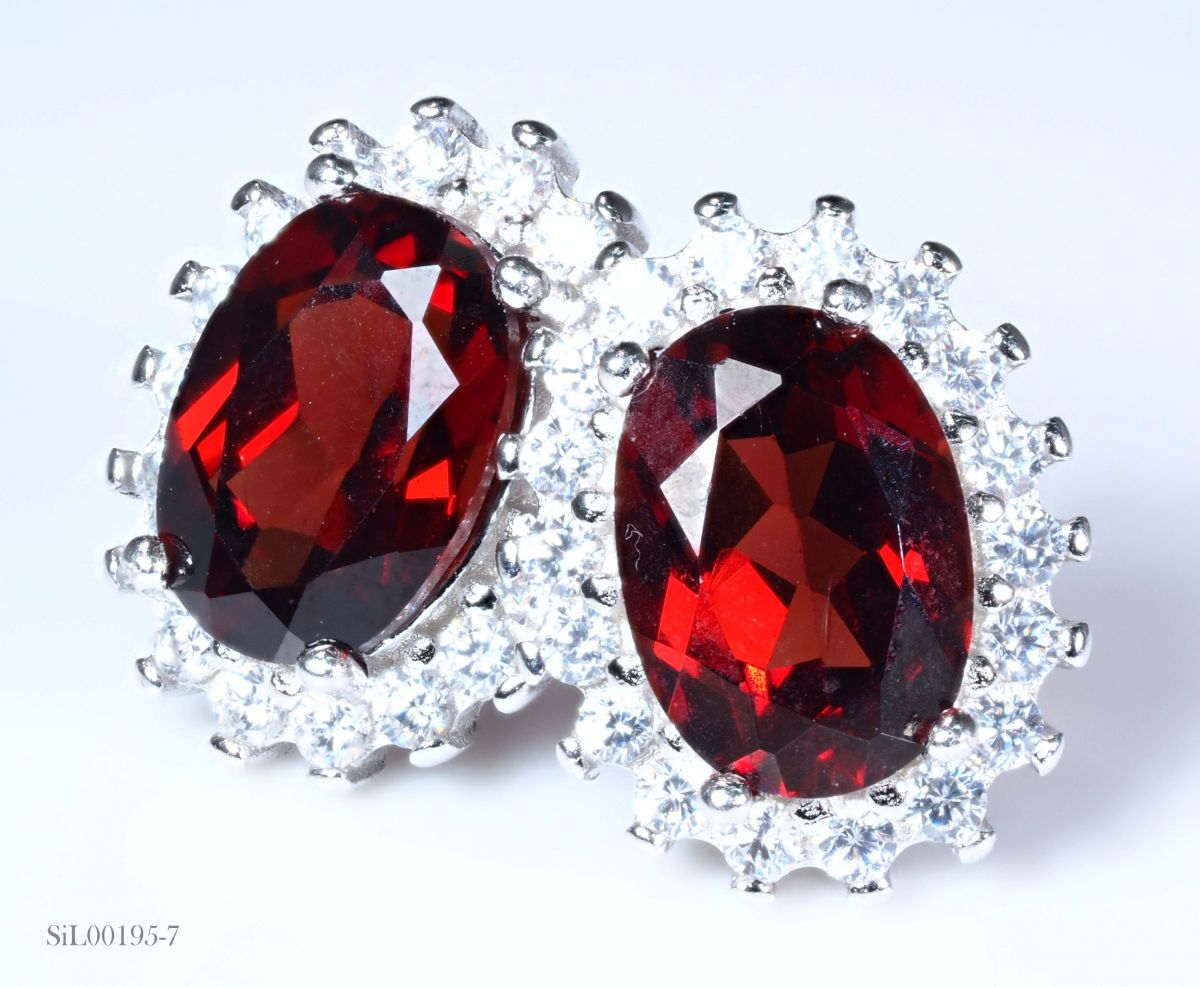 天然石 ガーネット ダイヤモンド ピアス NoSiL195-7 プレゼント 最高 印刻