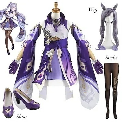 文化祭 大人用 イベント 仮装 コスチューム 変装仮装 かつら COS コクセイ Genshin げんしん 衣装 コスプレ 刻晴 コスプレ 原神 スーツ ハロウィン 年新作入荷コスプレ