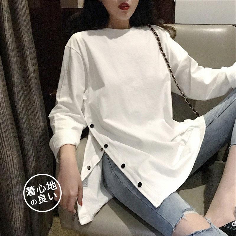 超目玉新品 カットソー レディース トップス Tシャツ 長袖 春春冬春 春冬 スリット インナー 重ね着 とろみ オールシーズン シンプル 無地 体型カバー