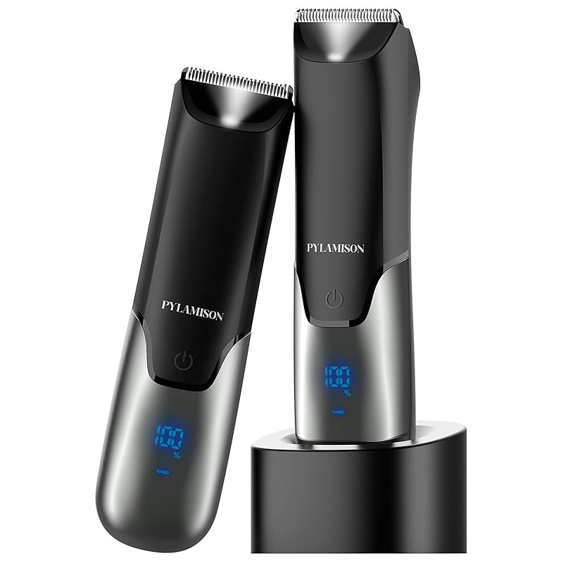 PYLAMISON ボディシェーバー メンズ 2024革新モデル VIOシェーバー 男性用 2段階変速 LEDディスプレイ 長さ調整 IPX7防水 乾湿両用 ムダ毛処理 デリケートゾーン 電気シェーバ