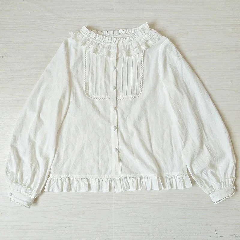 【2点購入で150OFF】品質良い!店舗お勧め! 【急速出荷】ロリータ ブラウス 長袖 半袖 選べる ゴスロリ ゴシック ロリィタ XS-2XL かわいい 花柄 刺繍 レース フリル レディース 着心