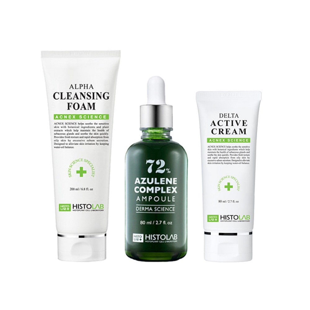 ヒストラップ鎮静3種セット アルファクレンジングフォーム+アズレンアンプル+デルタクリーム
