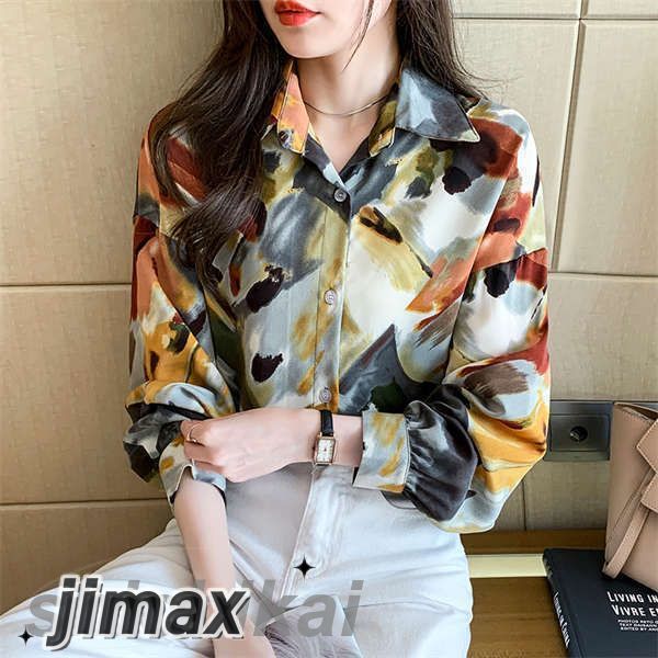 ブラウス レディース 長袖シャツ きれいめ オフィス トップス 前開き 体型カバー お洒落 着痩せ 普段着 カジュアル 通勤