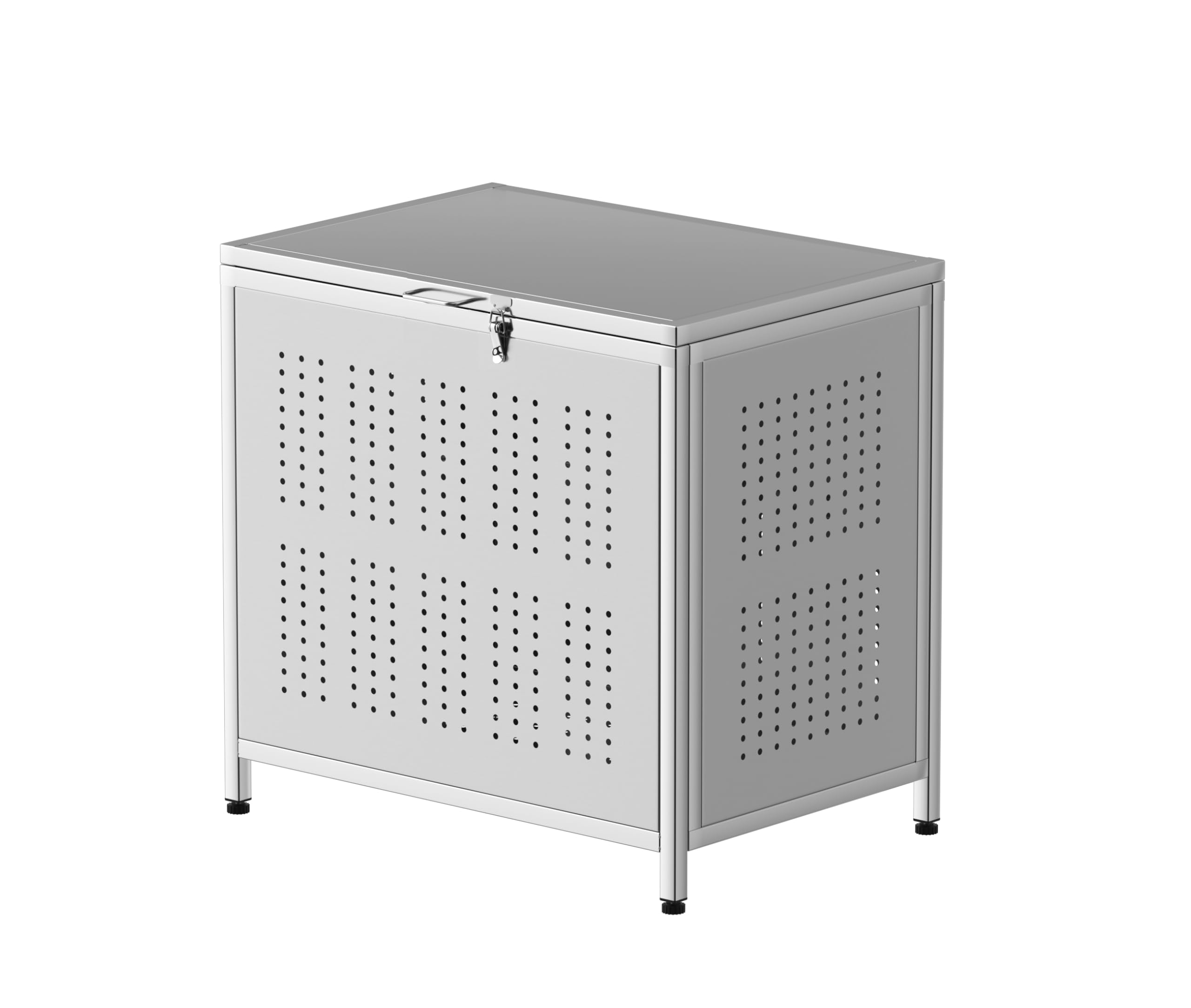 RARE count ゴミ箱 屋外 ゴミステション 大きい ステンレス グレー カラス除け ゴミ荒らし防止 カラスや野良猫からゴミを守る 高強度 大型 ごみ収集ボックス 庭用 ふた付き アジャスター