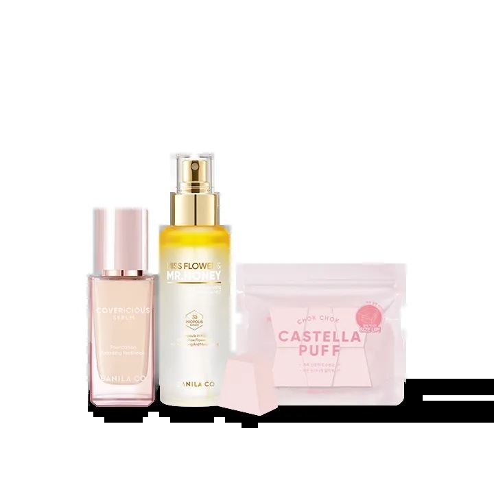 カバレシャスセラムファンデーション+ハニーミスト+しっとりカステラパフ