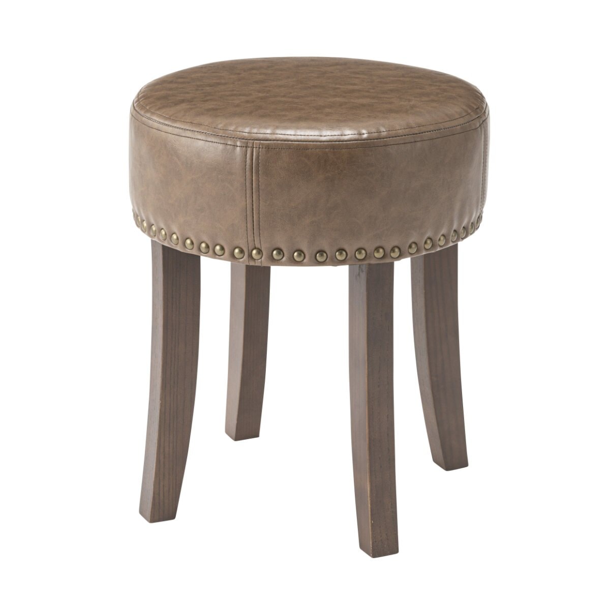 スツール 椅子 ボンデッドレザー 座面高40cm チェアー 背もたれなし 鋲打ち クラシック アンティーク ブラウン 7,774円