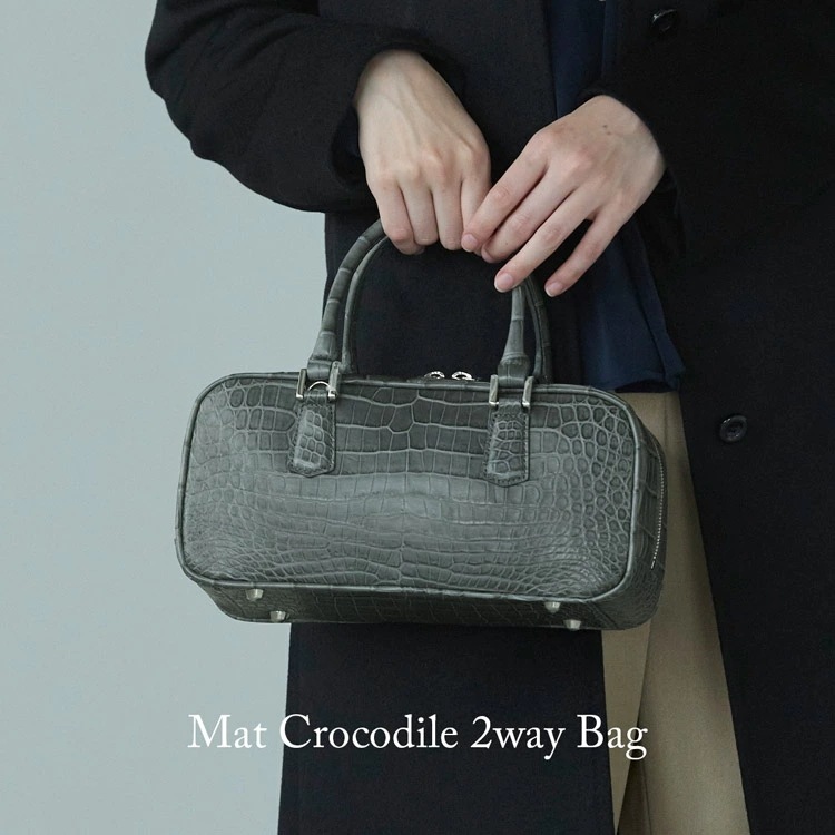 クロコダイル マット加工 2way ミニボストンバッグ レディース ミニバッグ ハンドバッグ 2wayバッグ わに革 ワニ革 ギフト プレゼント (06001913r)