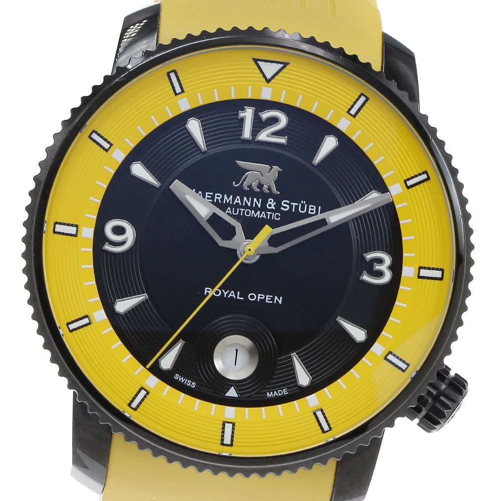 ヤーマン＆ストゥービ JAERMANN&STUBI ロイヤルオープン 自動巻き メンズ 美品 箱・保証書付き_824037【中古】