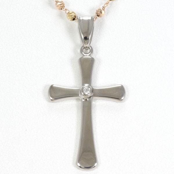 10K YGWGPG ネックレス ダイヤ 総重量約3.1g 約42cm ジュエリー 中古