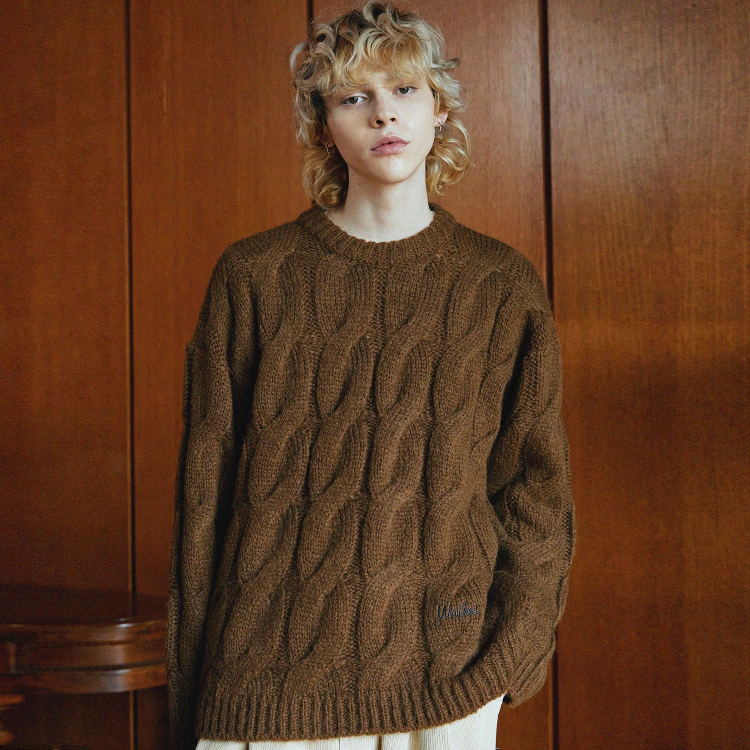 Big cable knit BROWN
