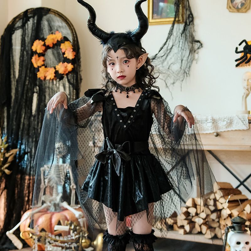 ロール プレイ 子供用 コスプレ衣装 悪魔 魔女 ゴシック 舞台 女の子 コス ヴァンパイア ドレス