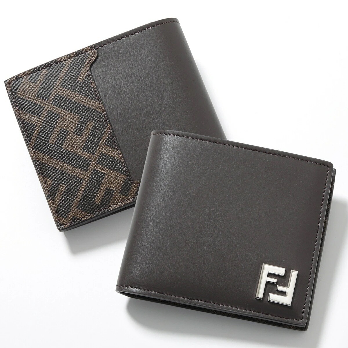 FENDI フェンディ 二つ折り財布 Bi-Fold Wallet 7M0356 AFF2 メンズ レザー FF柄 ズッカ柄 小銭入れなし ミニ財布 メタルロゴ F1Q1C/TOBACCO-MORO 42,473円