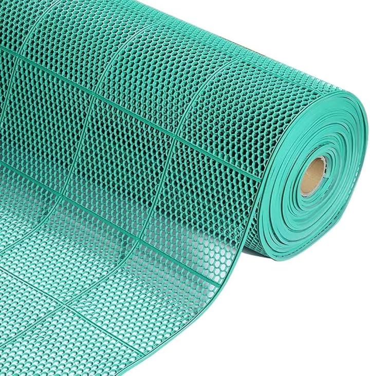 業務用滑り止めマット ゴムマット PVC材質 吸水 ノンスリップ 転倒防止 耐久 屋外 屋内 通路 廊下 プール 浴室 ベランダ 施設 学校 店舗 マンション (グリーン, 長さ9m)