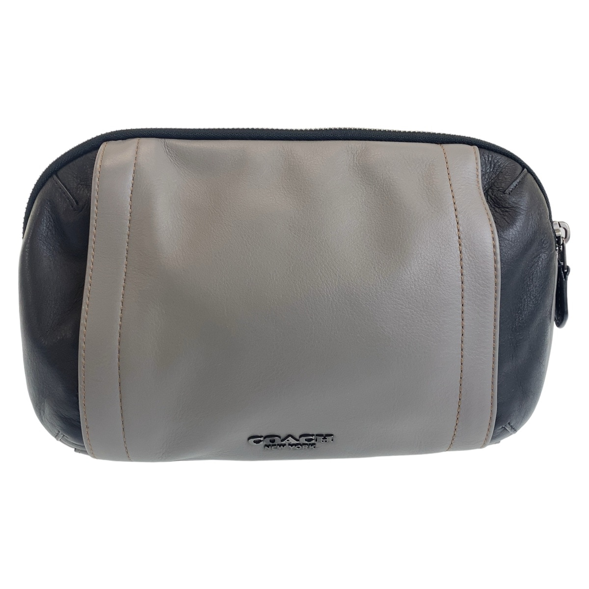 美品 グレー ブラック マルチカラー レザー ボディバッグ バムバッグ ショルダーバッグ メンズ 408452