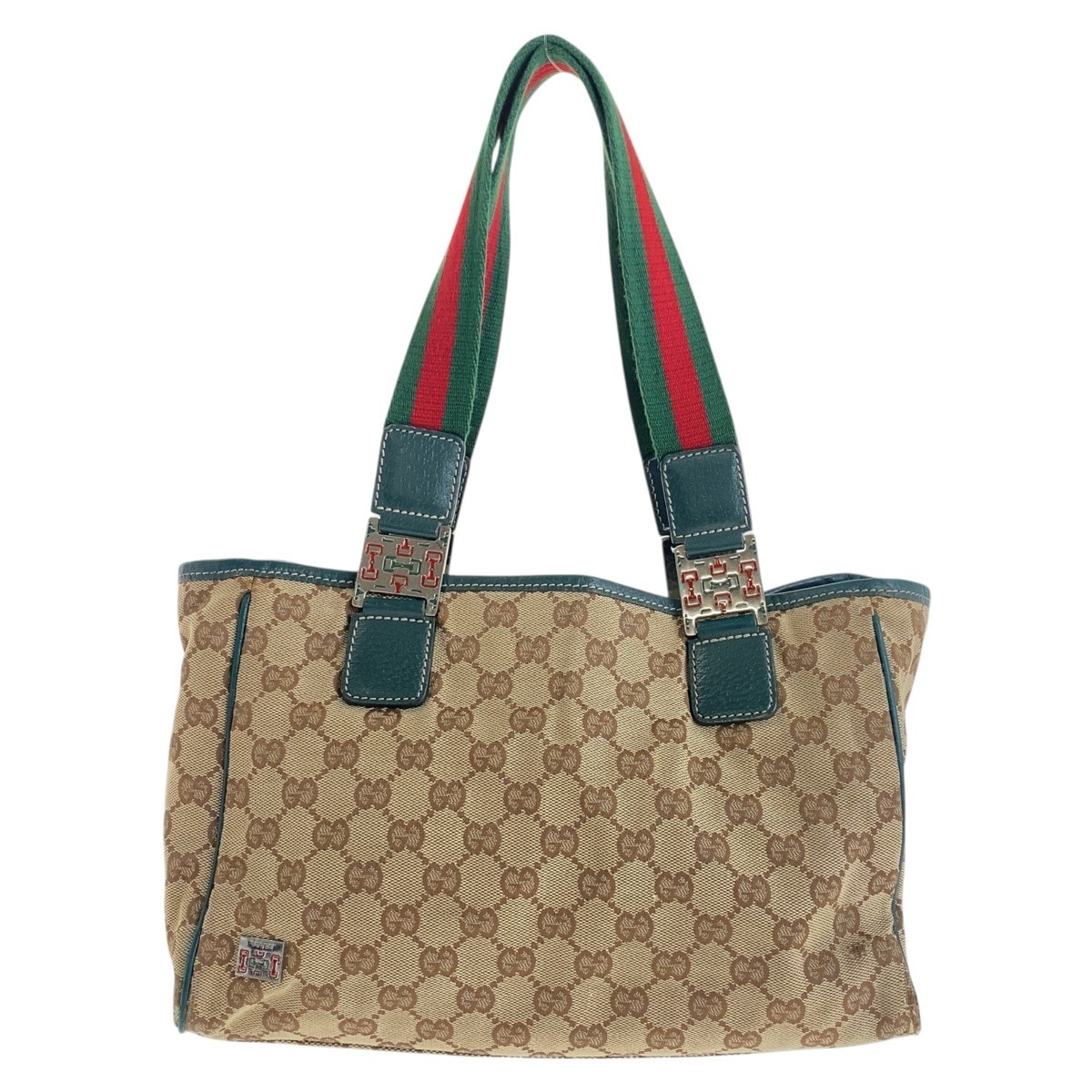 シェリーライン ベージュ グリーン シルバー金具 GGキャンバス/レザー 145810 トートバッグ ショルダーバッグ レディース 504418