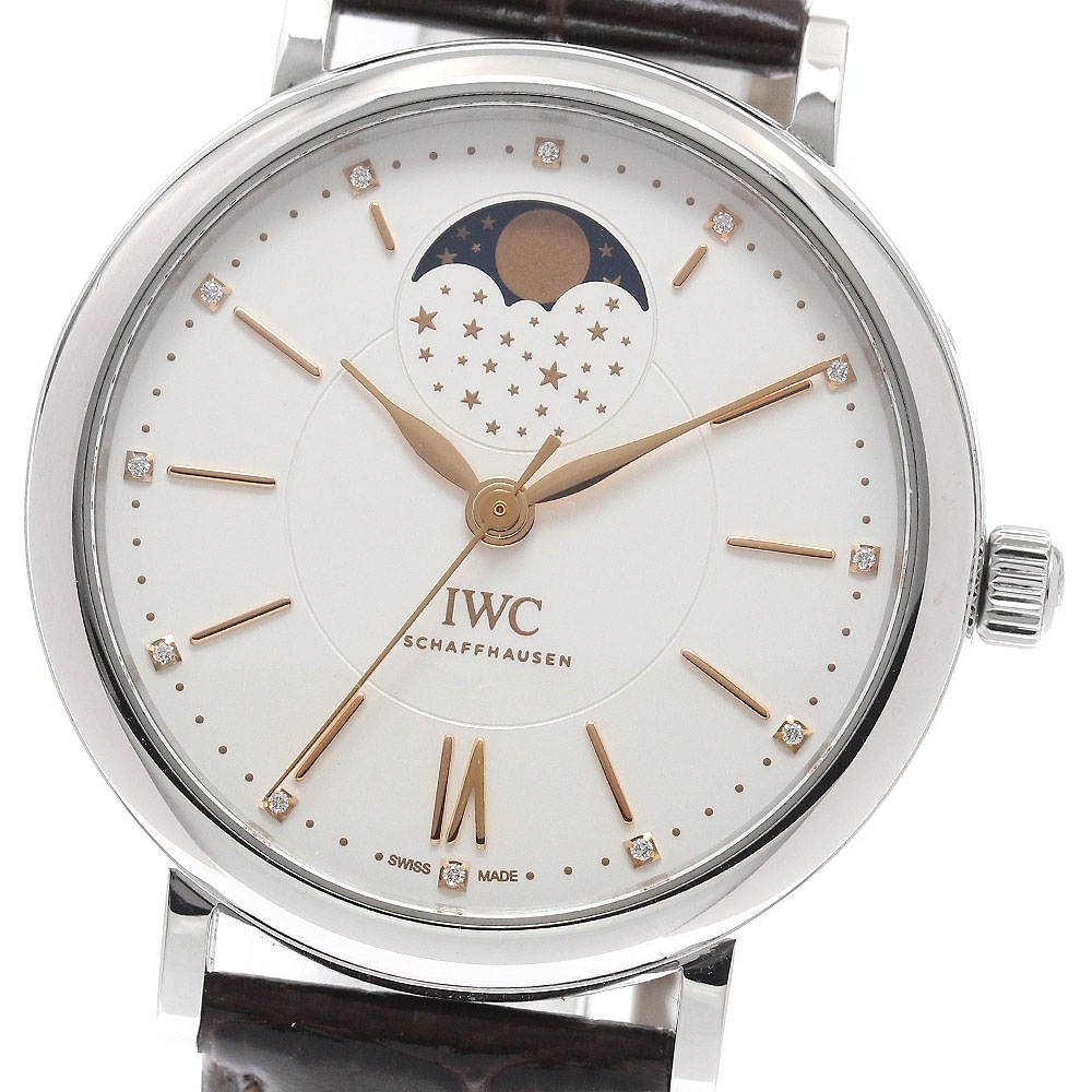 IWC IWC SCHAFFHAUSEN IW459011 ポートフィノ ムーンフェイズ 12Pダイヤ 自動巻き メンズ 良品 保証書付き_937905【中古】