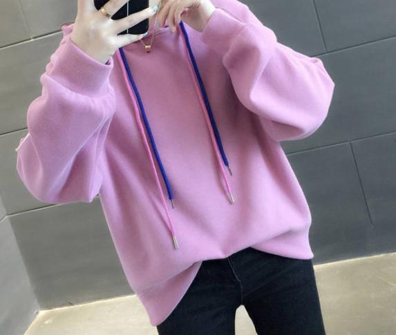 ピンク 韓国ファッション 春 秋 冬 トップス 長袖 無地 送料無料 激安 お買い得 キ フト フード付き パーカー