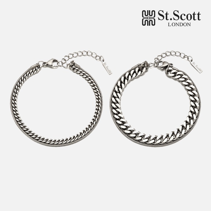 ST.SCOTT LONDON STJ-SB2006スネークチェーン二列レイヤードブレスレット