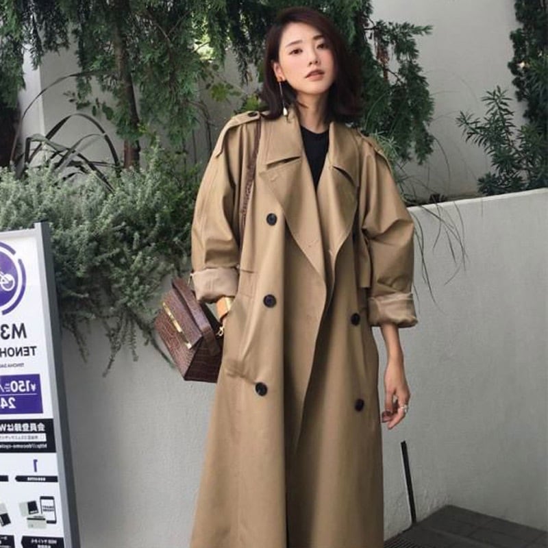 トレンチコート女性ミディアムレングスセクション2024春秋新作韓国インスカジュアルカーキ気質人気ジャケット初秋