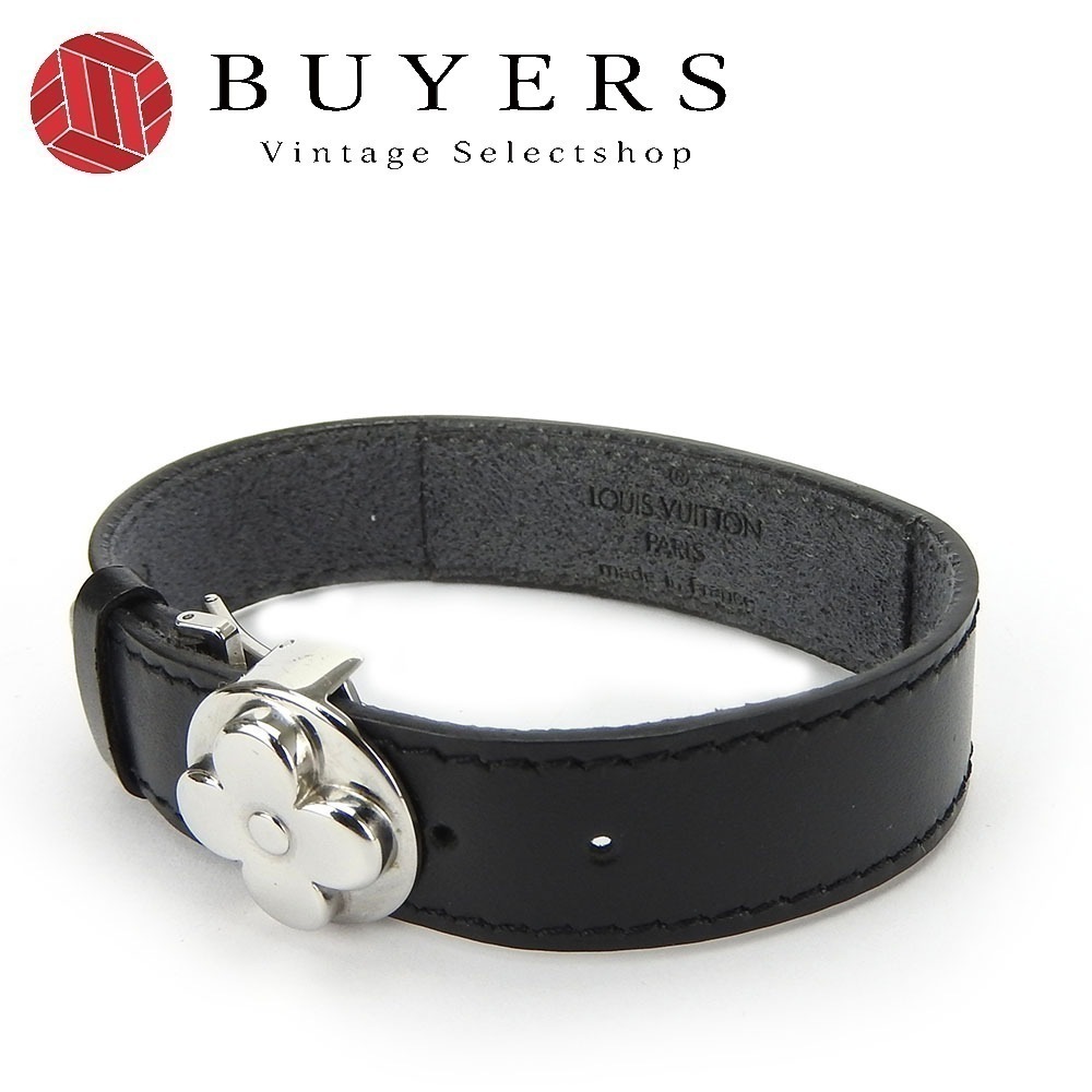 中古 ブレスレット ブラスレヴ― グッドラック M64447 レザー ブラック シルバー金具 アクセサリー レディース 女性