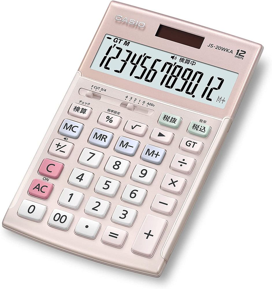（まとめ買い）本格実務電卓 ジャストタイプ ピンク 12桁 JS-20WKA-PK-N [x3]